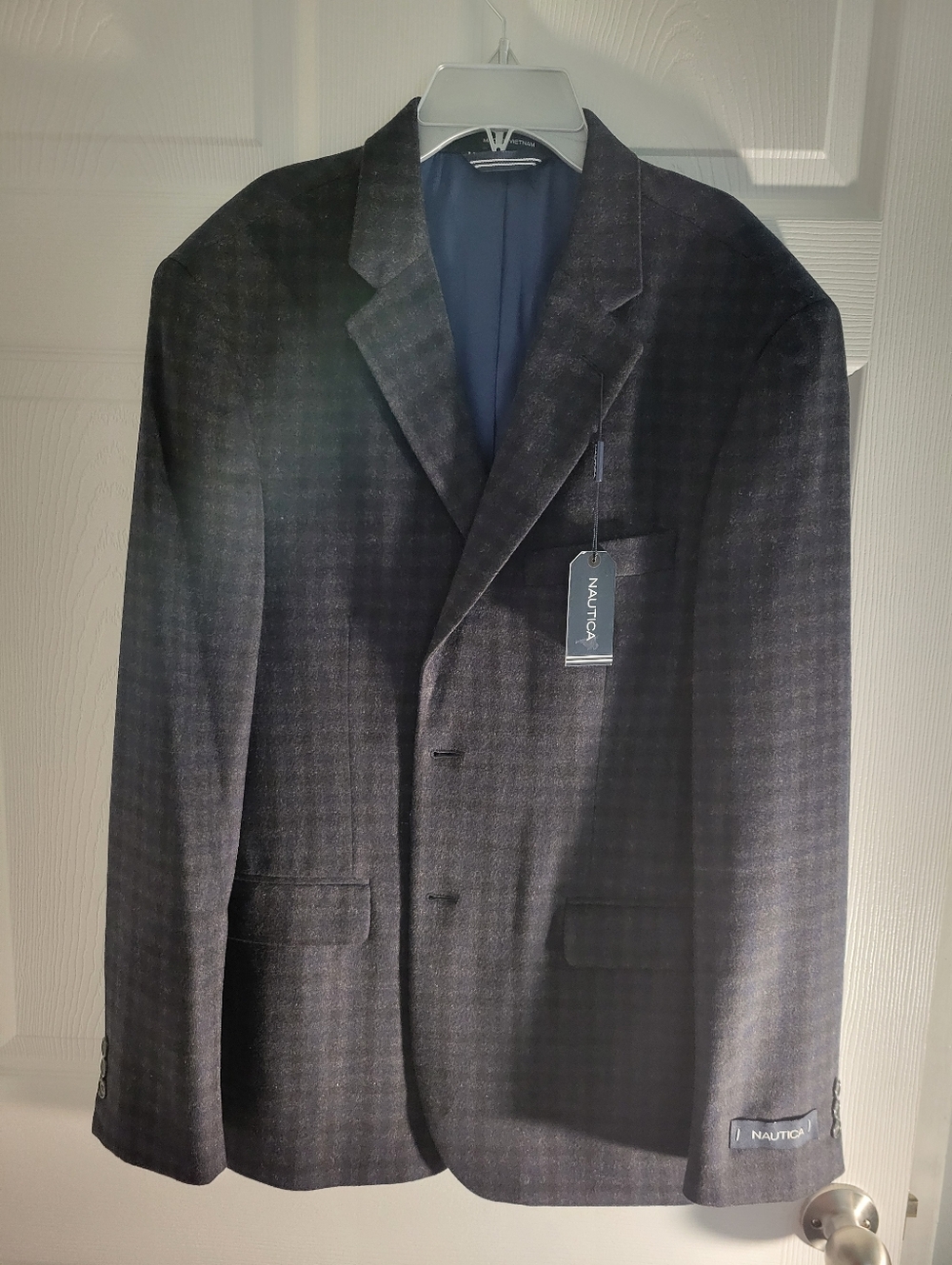 Nautica Men's Dark Navy Subtle Plaid Sport Coat